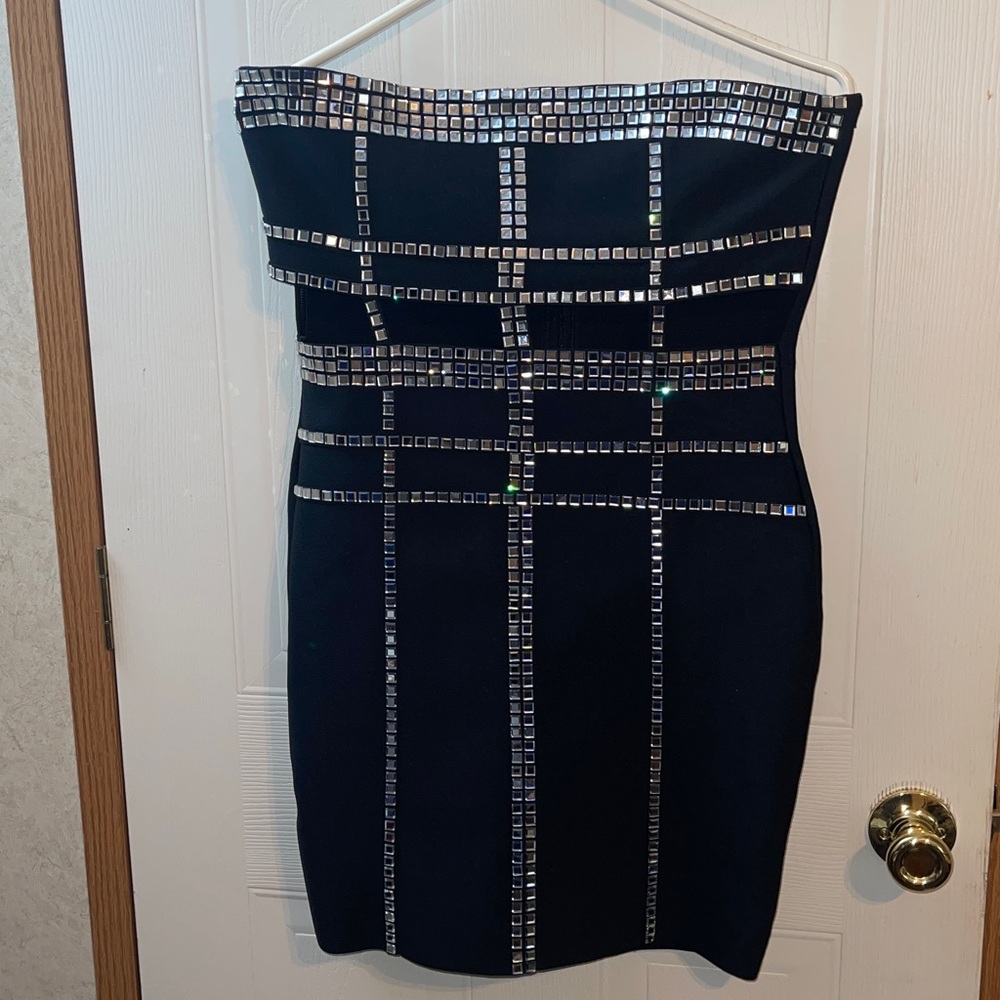 Black and White Asymmetrical Bodycon Dress